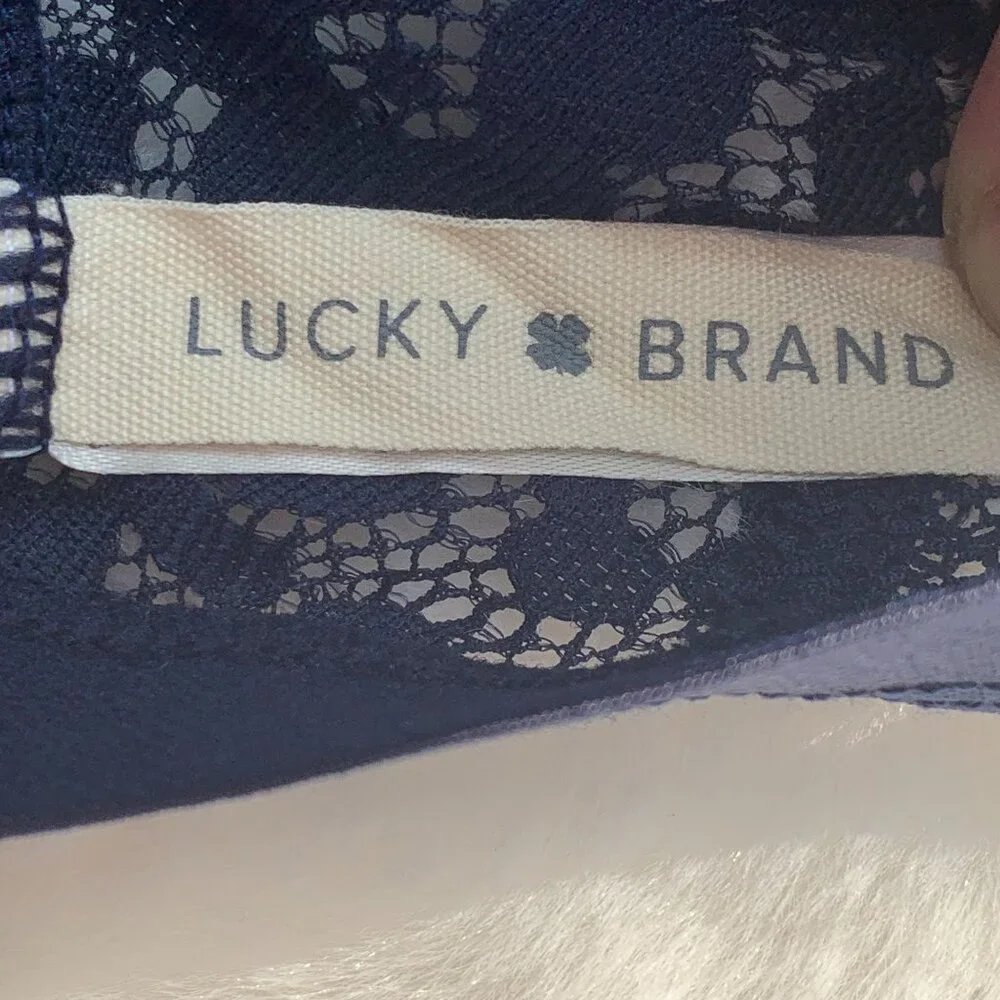 Lucky Brand Navy Blue Lace Bralette Size L Lightly Padded - Picture 2 of 10